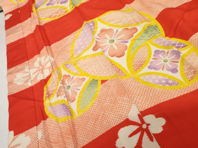 平和屋着物●アンティーク 大正ロマン 長襦袢 袷 七宝花文 正絹 逸品 AABK3456cs
