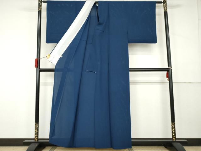 平和屋着物*夏物 色無地 絽 瑠璃紺色 正絹 逸品 AABK3478cs