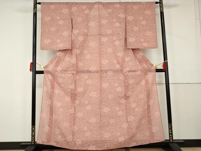 平和屋着物*夏物 小紋 紗 花唐草文 正絹 逸品 AABK3479cs