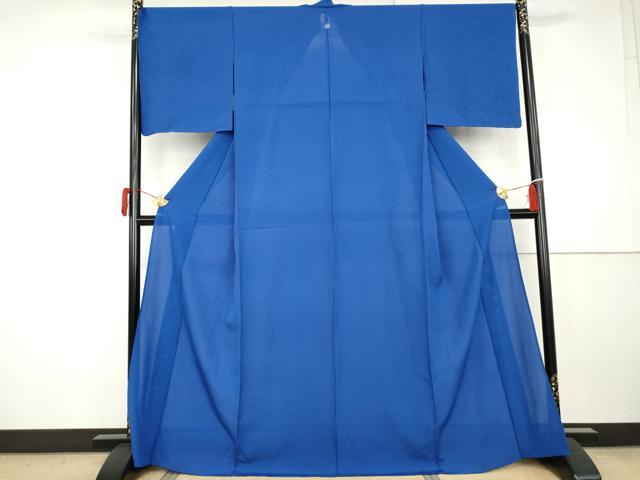 平和屋着物*夏物 色無地 絽 瑠璃色 正絹 逸品 AABK3487cs