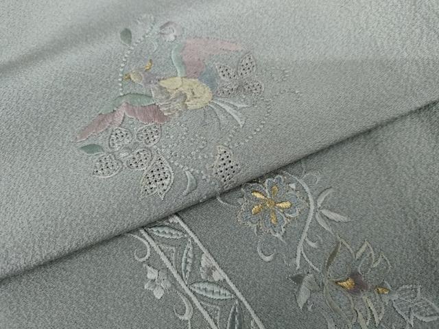 平和屋着物●中国三大刺繍 汕頭刺繍 スワトウ刺繍 総刺繍 訪問着 鳳凰花唐草文 暈し染め 金糸 正絹 逸品 AABK3517cs