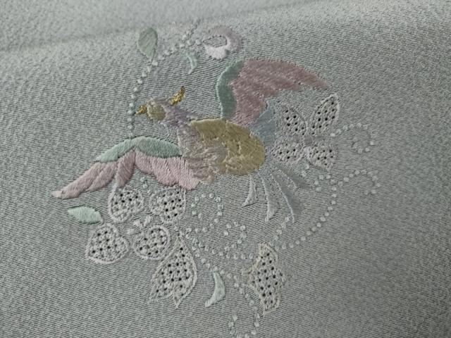 平和屋着物●中国三大刺繍 汕頭刺繍 スワトウ刺繍 総刺繍 訪問着 鳳凰花唐草文 暈し染め 金糸 正絹 逸品 AABK3517cs