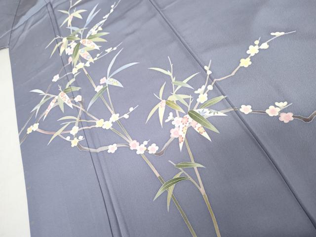平和屋着物●本加賀友禅作家 南克治 訪問着 枝花文 正絹 逸品 AABK3525cs