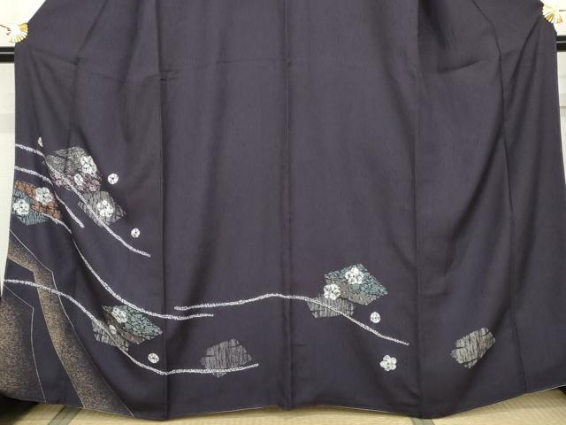 平和屋着物●訪問着 絞り 舞花文 金彩 正絹 逸品 AABK3531cs