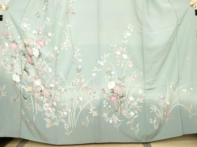 平和屋着物●訪問着 友禅 作家物 枝花文 暈し染め 正絹 逸品 AABK3532cs