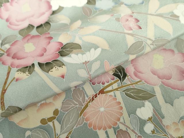 平和屋着物●訪問着 友禅 作家物 枝花文 暈し染め 正絹 逸品 AABK3532cs