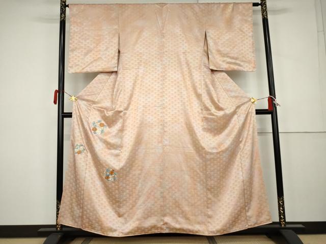 平和屋着物●色留訪問着 総刺繍 草花丸文 暈し染め 金糸 正絹 逸品 AABK3534cs