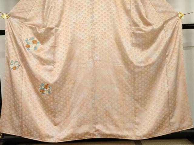 平和屋着物●色留訪問着 総刺繍 草花丸文 暈し染め 金糸 正絹 逸品 AABK3534cs
