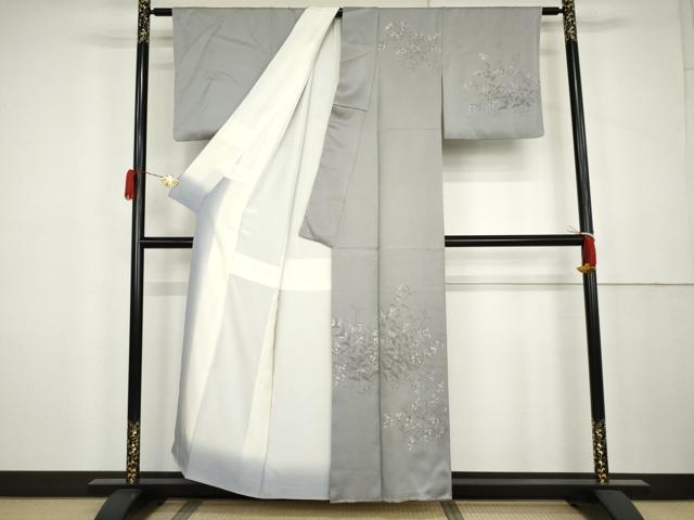 平和屋着物●訪問着 手描き 草花文 正絹 逸品 AABK3545cs