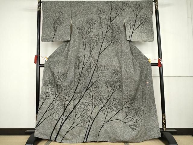 平和屋着物●二代目 川村久太郎 訪問着 枝木文 たたき染め 正絹 逸品 AABK3548cs