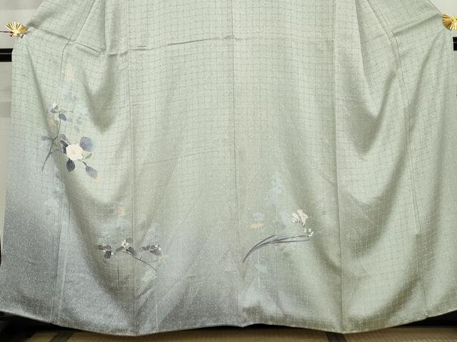 平和屋着物●訪問着 友禅 枝花文 暈し染め 正絹 逸品 AABK3549cs