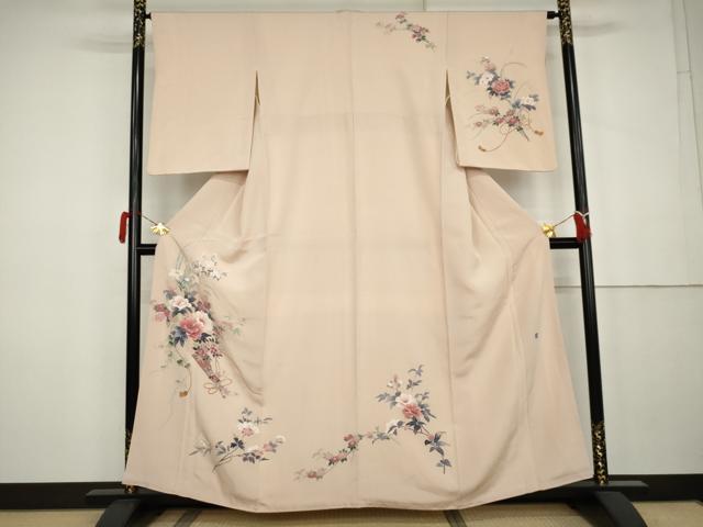 平和屋着物●訪問着 友禅 作家物 枝花文 正絹 逸品 AABK3550cs