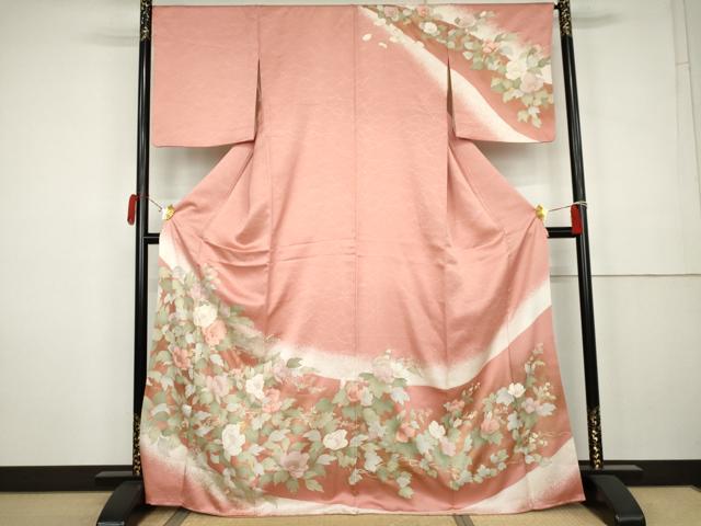 平和屋着物●訪問着 刺繍 草花文 金彩 正絹 逸品 AABK3554cs