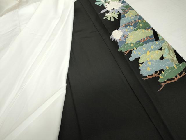 平和屋着物●豪華黒留袖 友禅 作家物 立波花松文 正絹 逸品 AABK3556cs