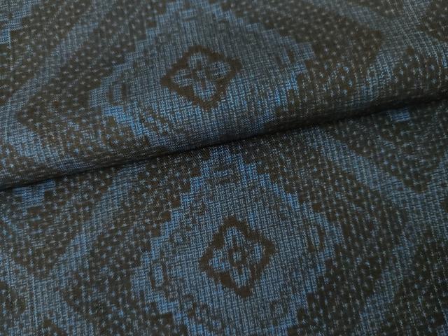 平和屋着物●本場大島紬 割込み絣 花菱文 正絹 逸品 AABK3559cs