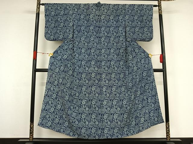 平和屋着物▽上質な小紋 単衣 草花文 正絹 逸品 AABK3563jh