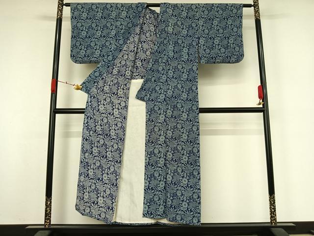 平和屋着物▽上質な小紋 単衣 草花文 正絹 逸品 AABK3563jh