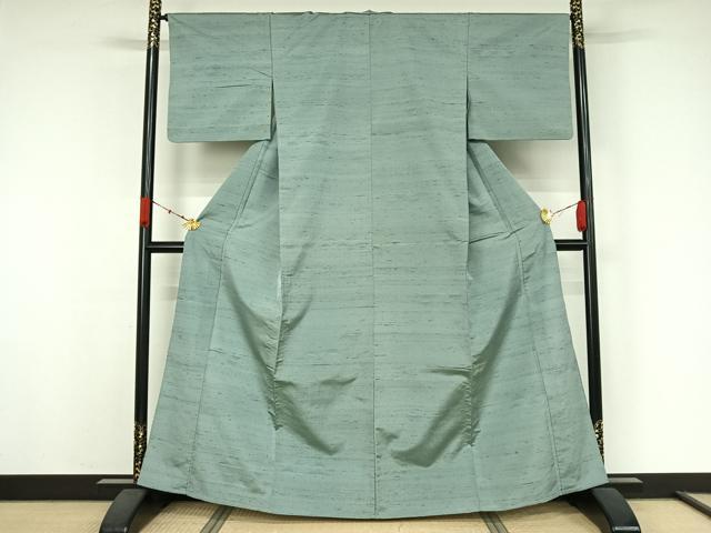 平和屋着物▽上質な紬 単衣 横段文 正絹 逸品 AABK3576jh