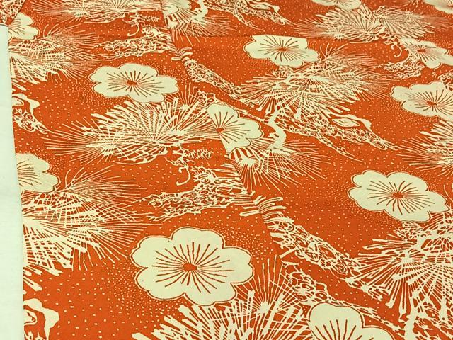 平和屋着物▽上質な小紋 単衣 梅松文 正絹 逸品 AABK3583jh