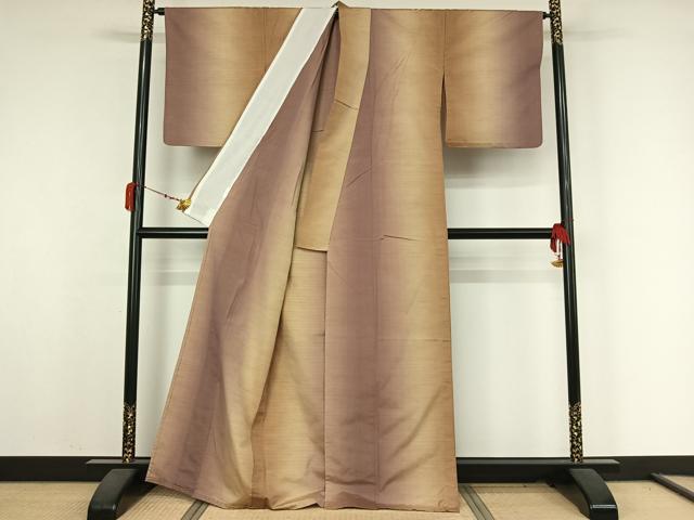 平和屋着物▽上質な紬 単衣 間道 正絹 逸品 AABK3590jh