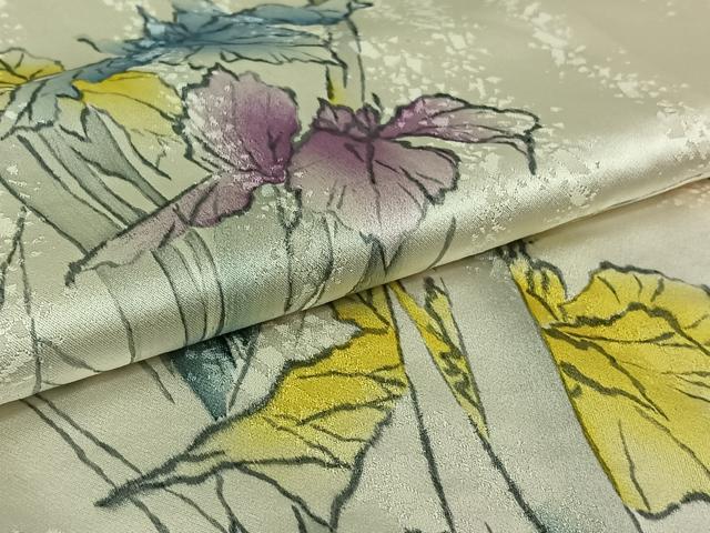 平和屋着物▽訪問着 単衣 手描き 燕子花 暈し染め 正絹 逸品 AABK3591jh