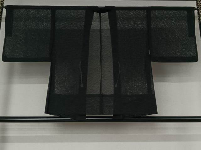 平和屋着物▽羽織 スリーシーズン 春夏秋 塵除け 芝文 黒地 洗える着物 AABK3602jh