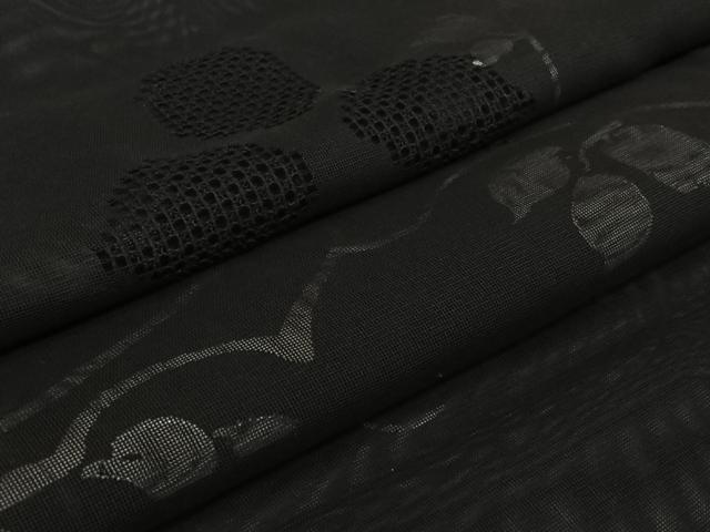 平和屋着物▽羽織 スリーシーズン 春夏秋 塵除け 唐草文 黒地 正絹 逸品 AABK3603jh