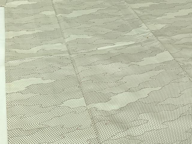 平和屋着物▽お召 単衣 霞文 正絹 逸品 AABK3607jh