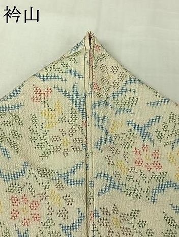 平和屋着物▽お召 単衣 草花文 正絹 逸品 AABK3614jh