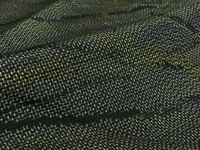 平和屋着物▽上質な紬 単衣 幾何学文様 黒地 正絹 逸品 AABK3623jh
