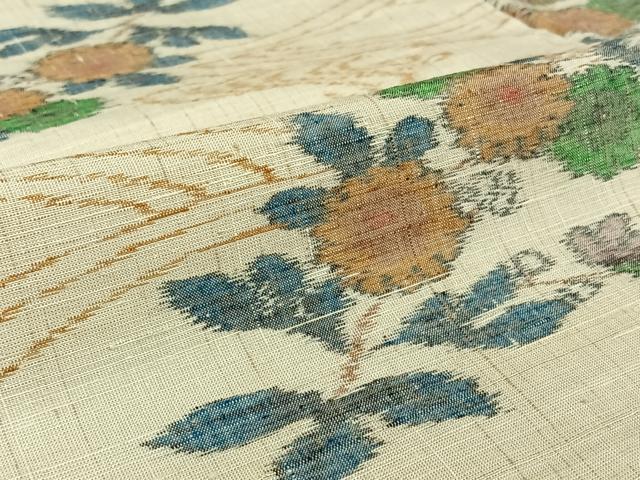 平和屋着物▽上質な紬 単衣 流水花文 正絹 逸品 AABK3629jh
