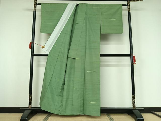 平和屋着物▽上質な紬 単衣 横段文 正絹 逸品 AABK3638jh
