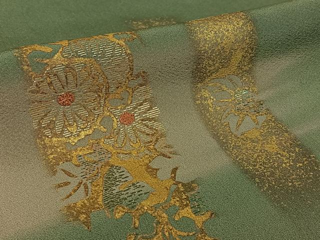 平和屋着物▽訪問着 単衣 竹屋町刺繍 短冊花文 暈し染め 金糸 金彩 正絹 逸品 AABK3644jh
