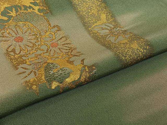 平和屋着物▽訪問着 単衣 竹屋町刺繍 短冊花文 暈し染め 金糸 金彩 正絹 逸品 AABK3644jh