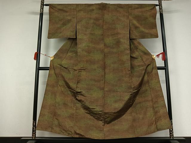 平和屋着物▽上質な紬 単衣 霞文 正絹 逸品 AABK3656jh