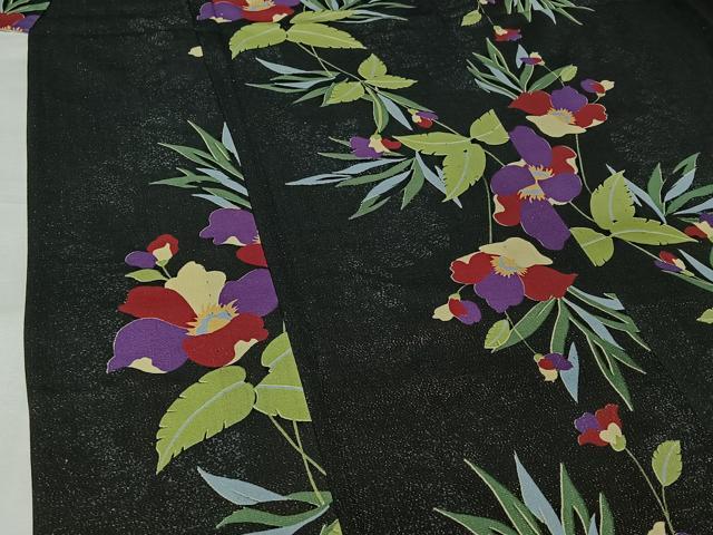 平和屋着物▽小紋 単衣 草花文 金通し地 AABK3662jh