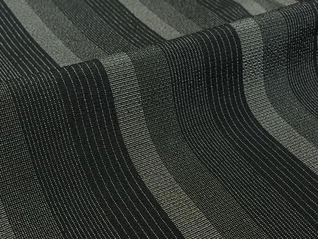 平和屋着物▽本塩沢 単衣 縞 正絹 逸品 AABK3665jh