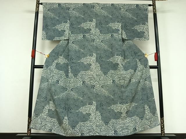 平和屋着物▽訪問着 単衣 型染め 草花文 正絹 逸品 未使用 AABK3666jh