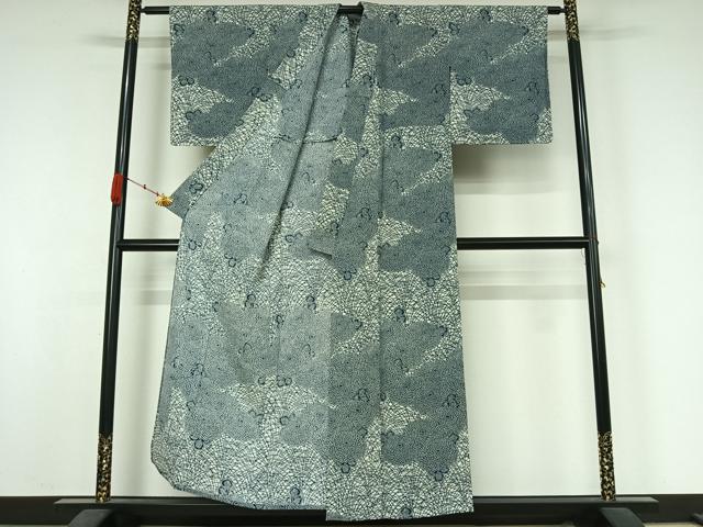 平和屋着物▽訪問着 単衣 型染め 草花文 正絹 逸品 未使用 AABK3666jh