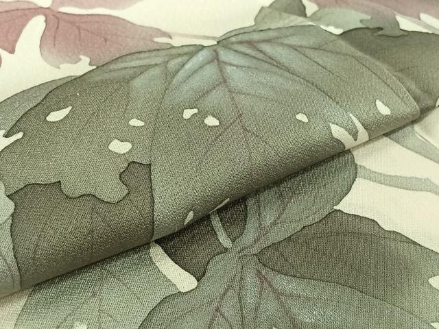 平和屋着物▽訪問着 単衣 草葉文 正絹 逸品 AABK3670jh