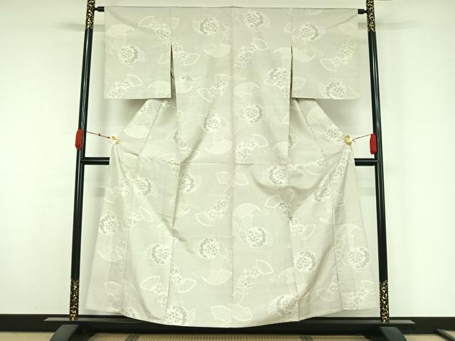 平和屋着物▽本場大島紬 白大島 単衣 120亀甲 雪輪花文 正絹 逸品 AABK3676jh