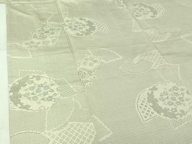 平和屋着物▽本場大島紬 白大島 単衣 120亀甲 雪輪花文 正絹 逸品 AABK3676jh