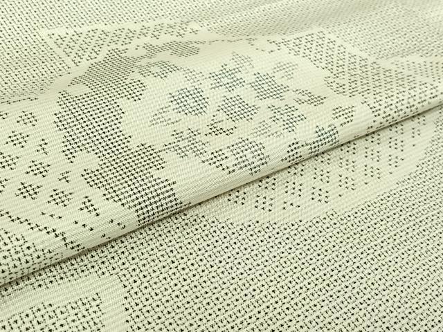 平和屋着物▽本場大島紬 白大島 単衣 120亀甲 雪輪花文 正絹 逸品 AABK3676jh