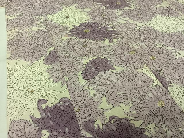 平和屋着物▽上質な小紋 単衣 手描き 花尽くし文 金彩 正絹 逸品 AABK3688jh