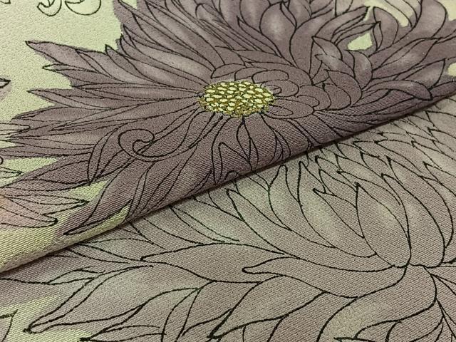 平和屋着物▽上質な小紋 単衣 手描き 花尽くし文 金彩 正絹 逸品 AABK3688jh