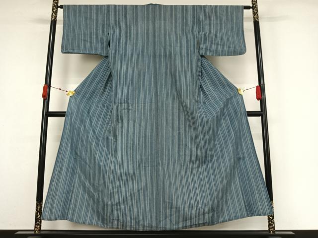 平和屋着物▽小紋 単衣 縞 AABK3690jh