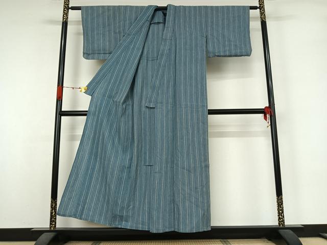 平和屋着物▽小紋 単衣 縞 AABK3690jh