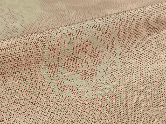 平和屋着物▽上質な紬 単衣 正倉院花文 正絹 逸品 AABK3692jh