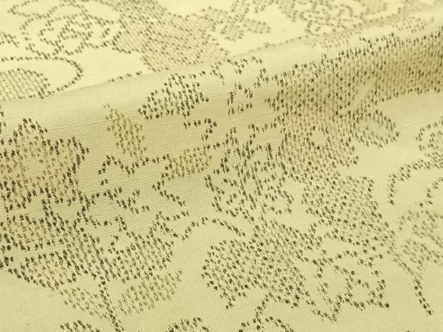 平和屋着物▽上質な紬 単衣 草花文 正絹 逸品 AABK3710jh