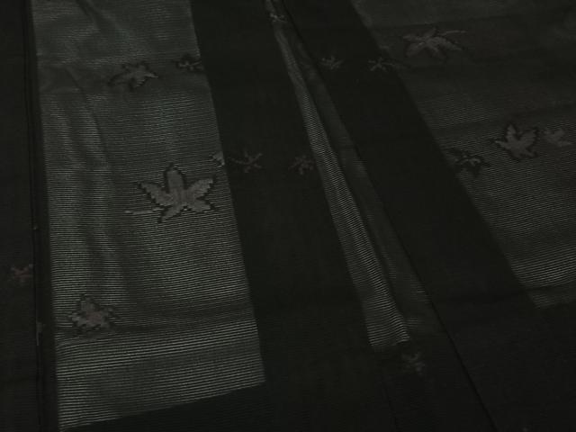 平和屋着物▽羽織 スリーシーズン 春夏秋 塵除け 舞葉文 黒地 正絹 逸品 AABK3728jh
